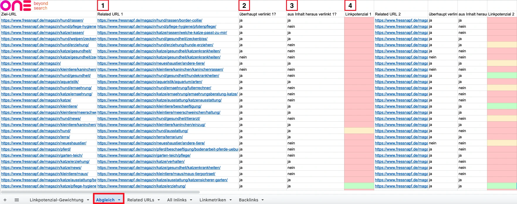 Screenshot Tab Abgleich Google Sheet