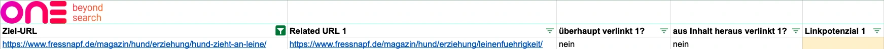 Screenshot Tab Abgleich im Google Sheet