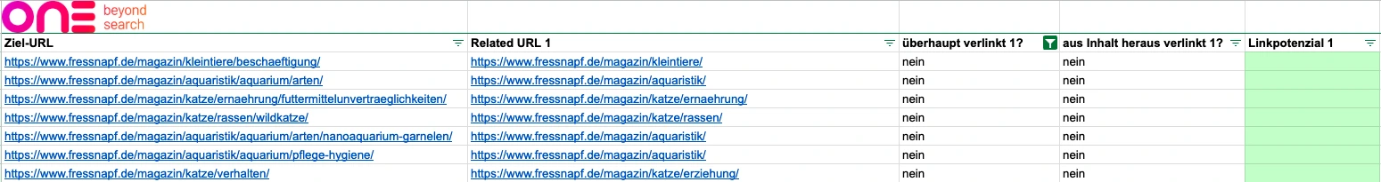 Screenshot Tab Abgleich im Google Sheet