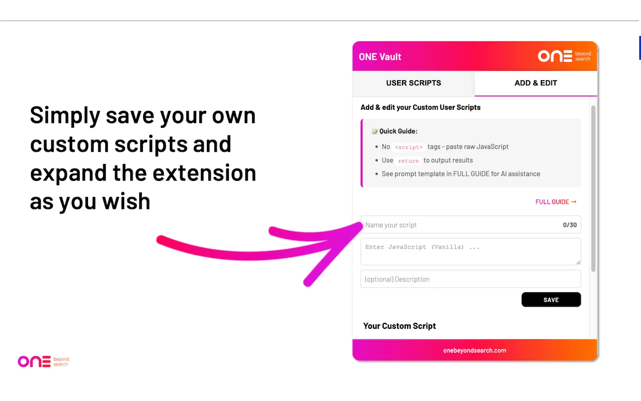ONE Vault Extension Info 2