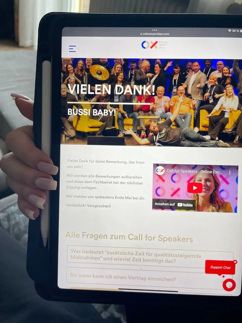 Screenshot von SEOkomm Einreichung erfolgreich